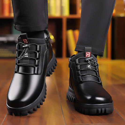 Men's Fleece - lined Wool Platform Outdoor Casual High - top Shoes - PratSN