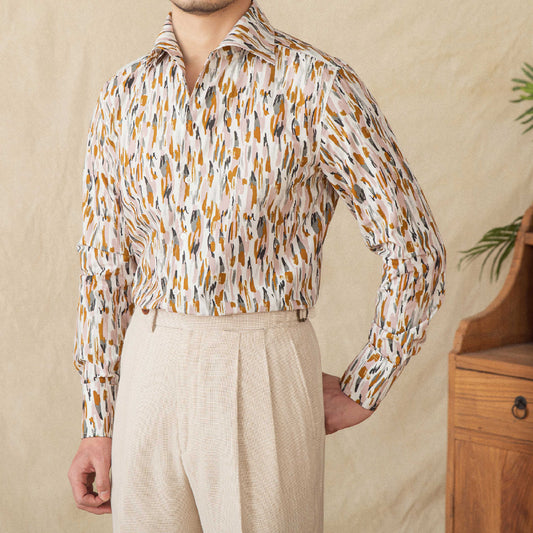 Men's Floral Long - sleeved Cardigan Cotton Shirt - PratSN