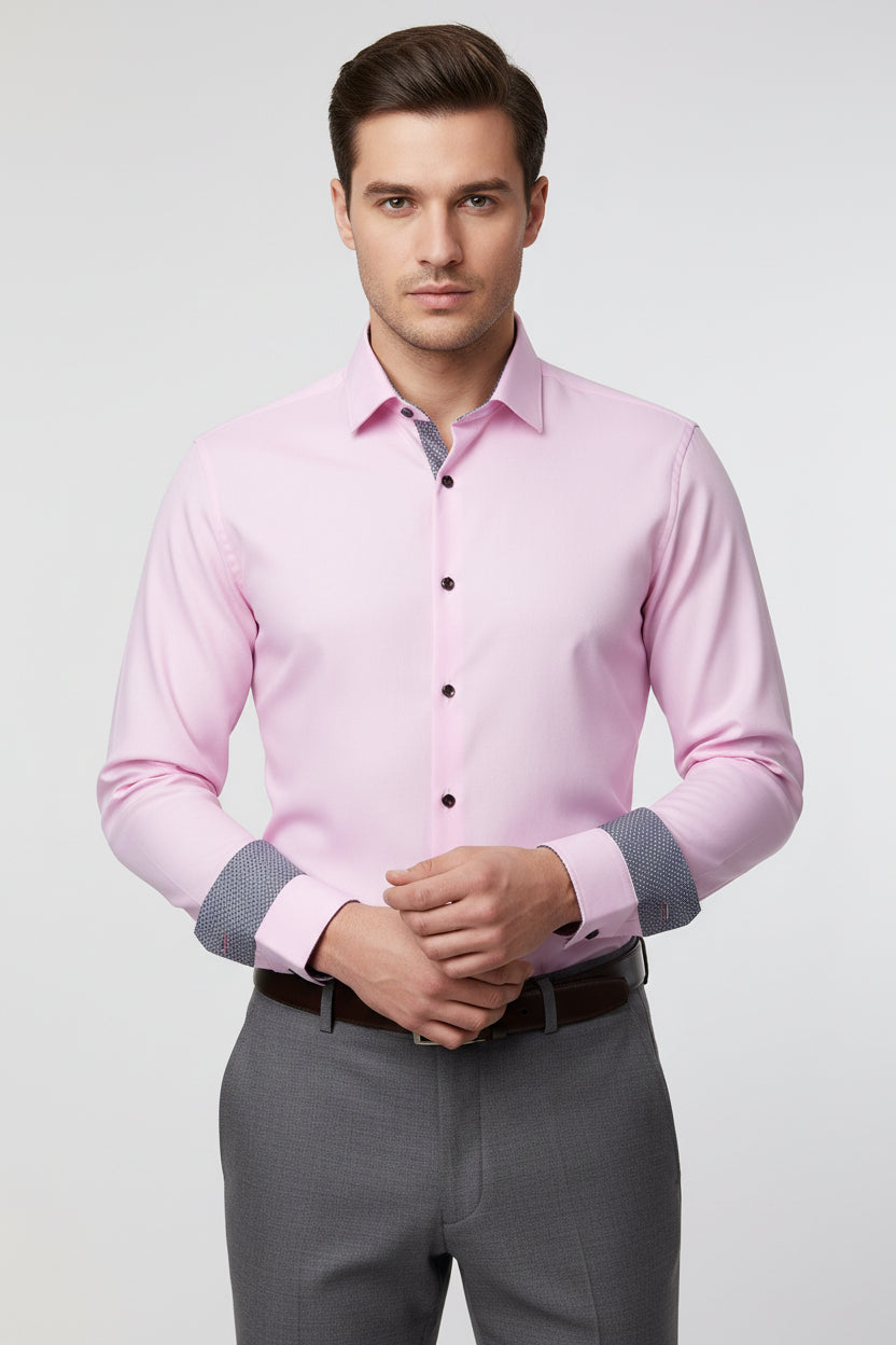 Mens Four - Way Stretch Polka - Dot Colorblock Shirt - PratSN