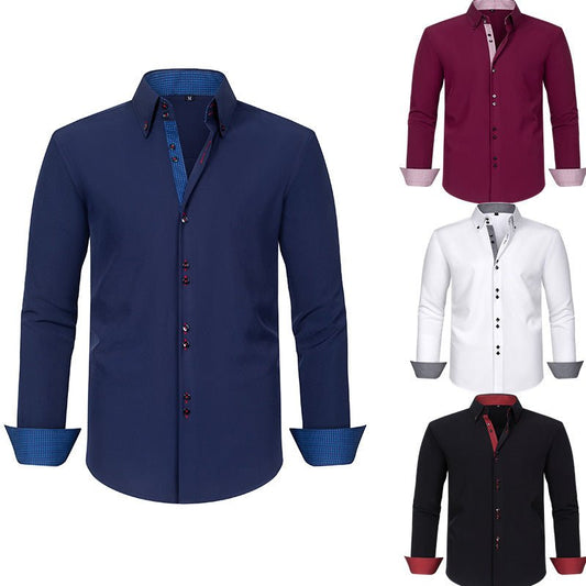 Mens Four - Way Stretch Polka - Dot Colorblock Shirt - PratSN