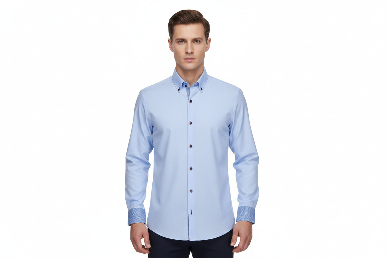Mens Four - Way Stretch Polka - Dot Colorblock Shirt - PratSN