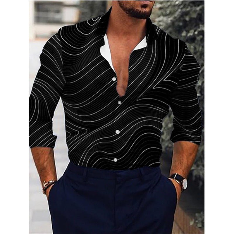 Men's Gradient 3D Printed Long - sleeved Shirt - PratSN