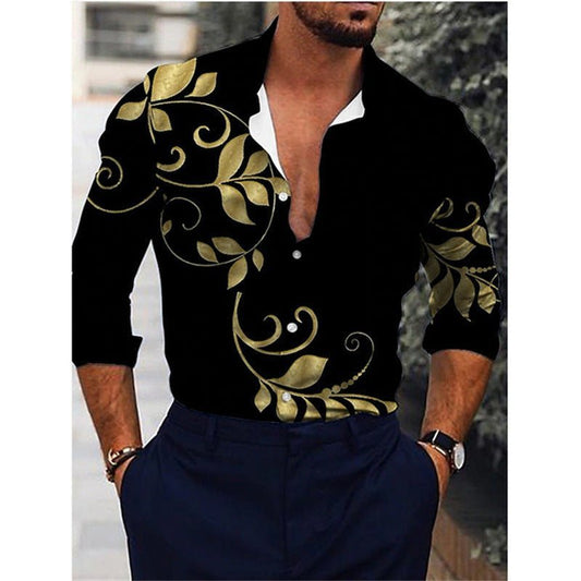 Men's Gradient 3D Printed Long - sleeved Shirt - PratSN