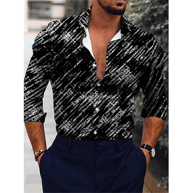 Men's Gradient 3D Printed Long - sleeved Shirt - PratSN