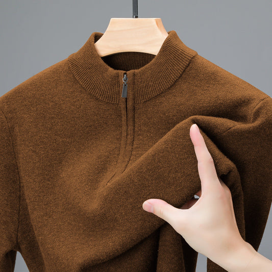Men's Half - high Collar Zipper Sweater Thickened Keep Warm Sweater - PratSN