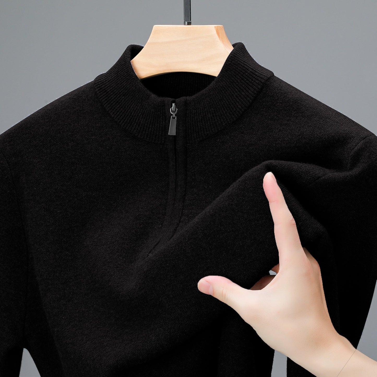 Men's Half - high Collar Zipper Sweater Thickened Keep Warm Sweater - PratSN