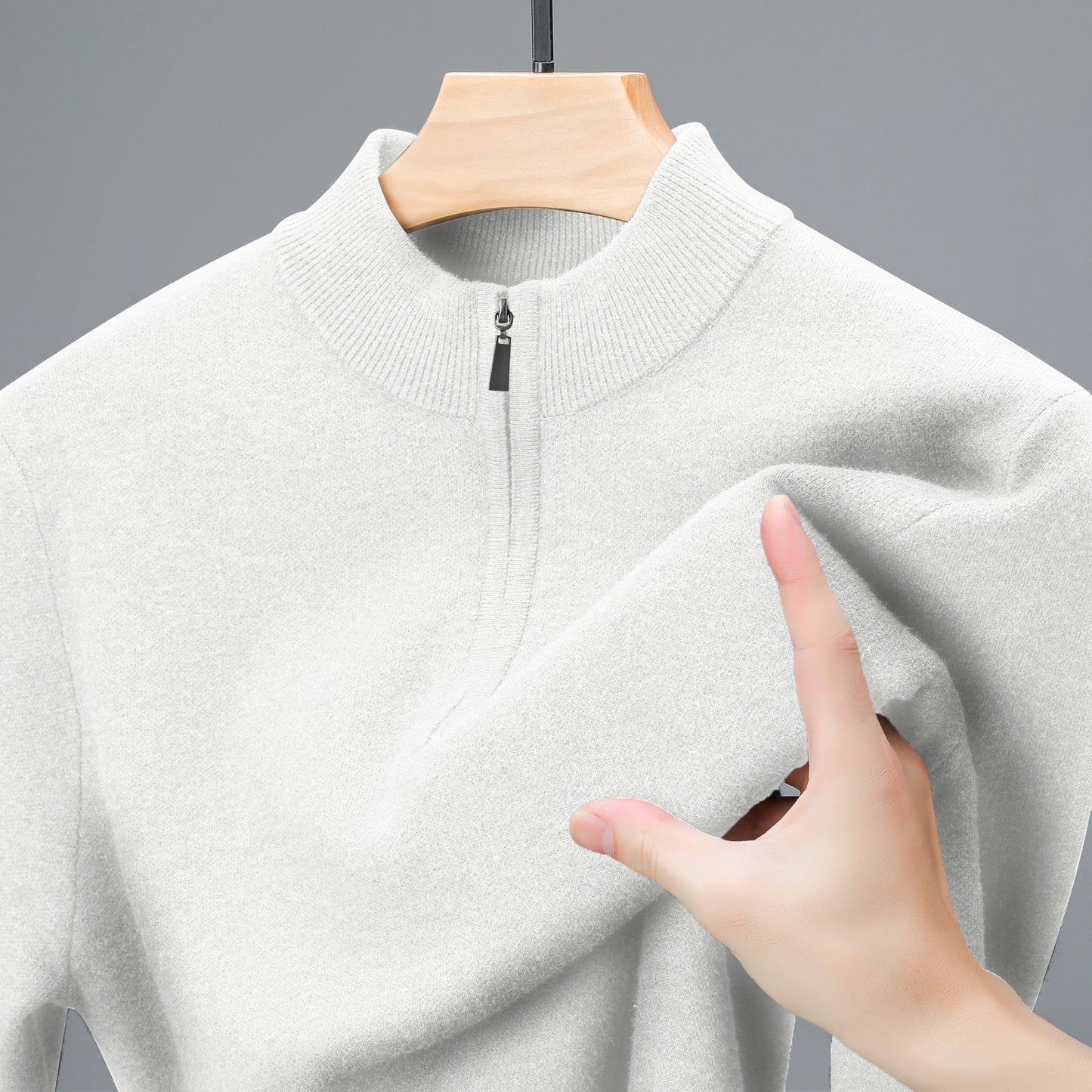 Men's Half - high Collar Zipper Sweater Thickened Keep Warm Sweater - PratSN
