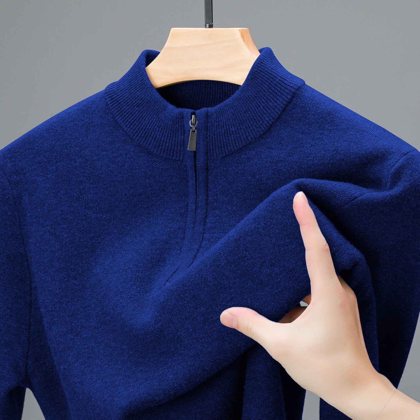 Men's Half - high Collar Zipper Sweater Thickened Keep Warm Sweater - PratSN