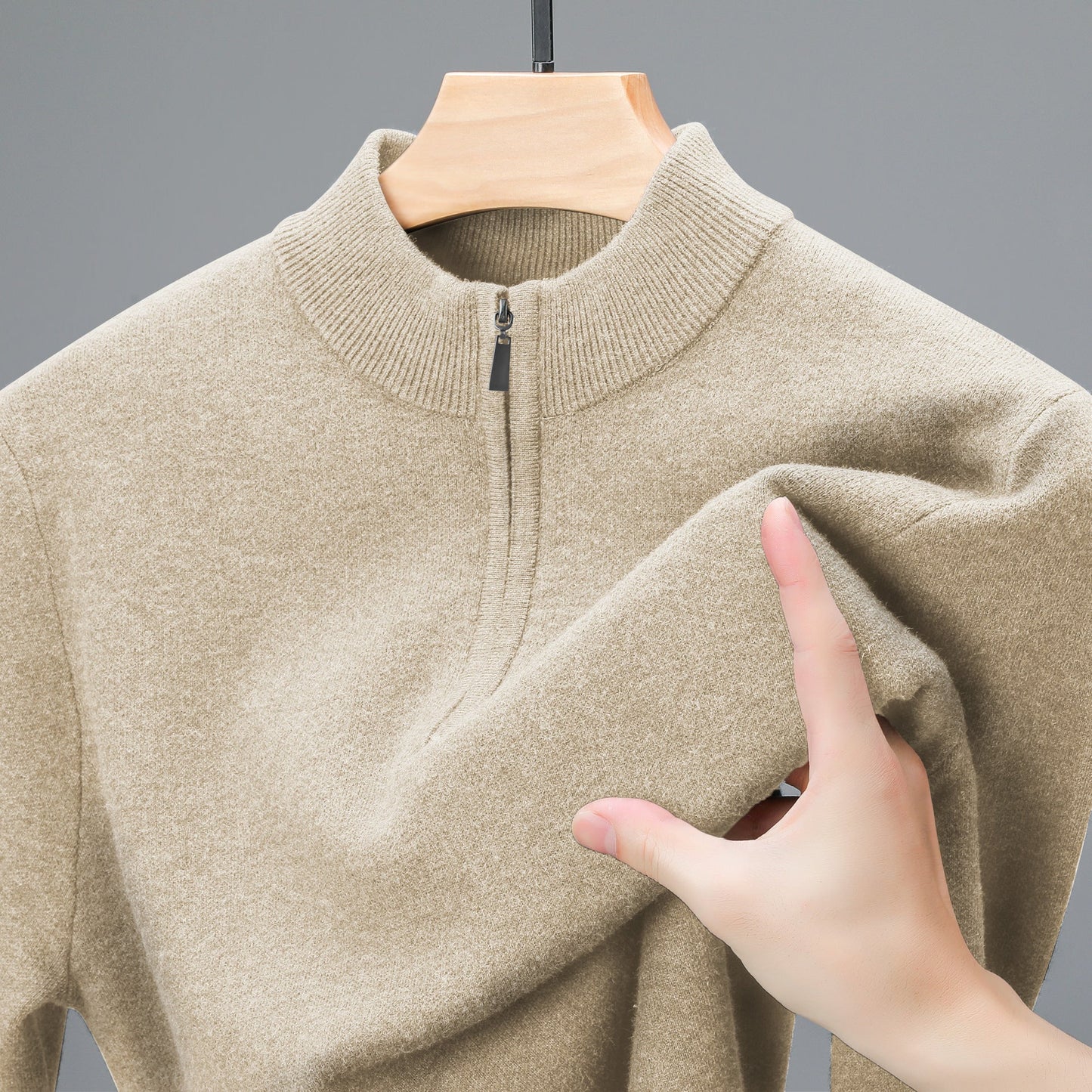 Men's Half - high Collar Zipper Sweater Thickened Keep Warm Sweater - PratSN