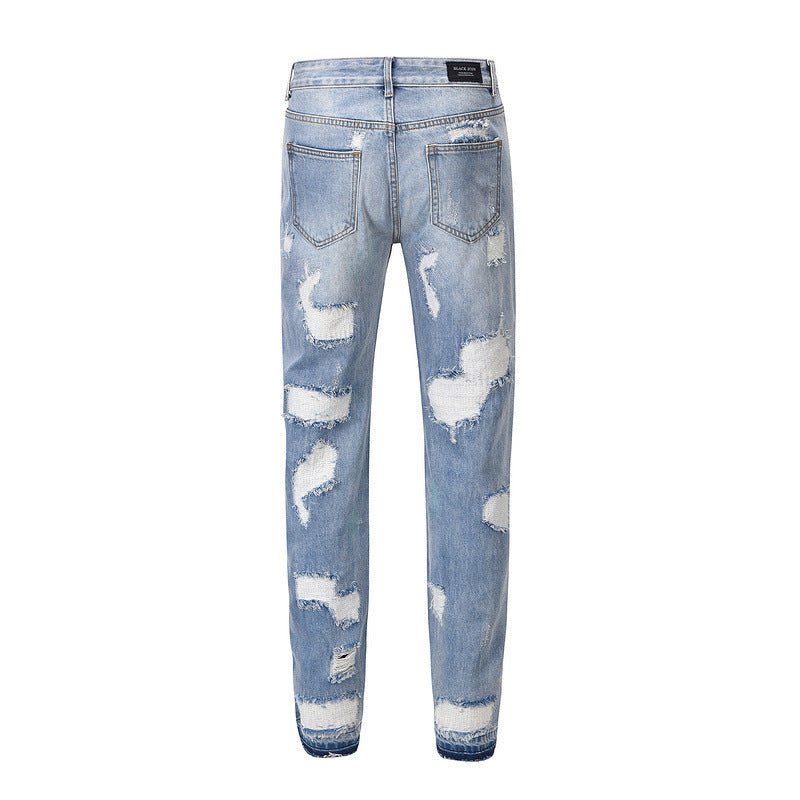 Men's High Street Washed Distressed Slim - fit Ripped Jeans - PratSN