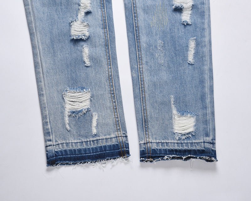 Men's High Street Washed Distressed Slim - fit Ripped Jeans - PratSN