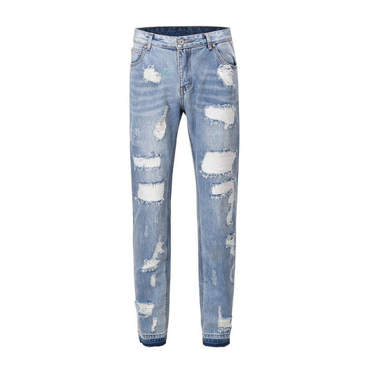 Men's High Street Washed Distressed Slim - fit Ripped Jeans - PratSN