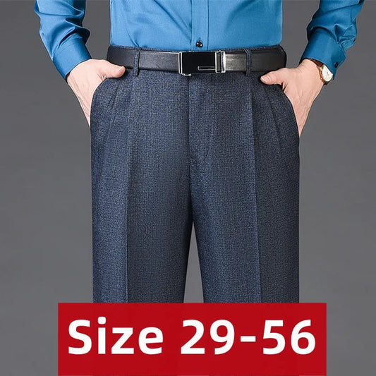 Men's High Waist Wool Cashmere Suit Pants Double Pleated Winter Autumn Dress Trousers for Male Formal Business Size 29 - 50 52 54 56 - PratSN