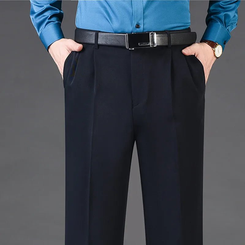 Men's High Waist Wool Cashmere Suit Pants Double Pleated Winter Autumn Dress Trousers for Male Formal Business Size 29 - 50 52 54 56 - PratSN