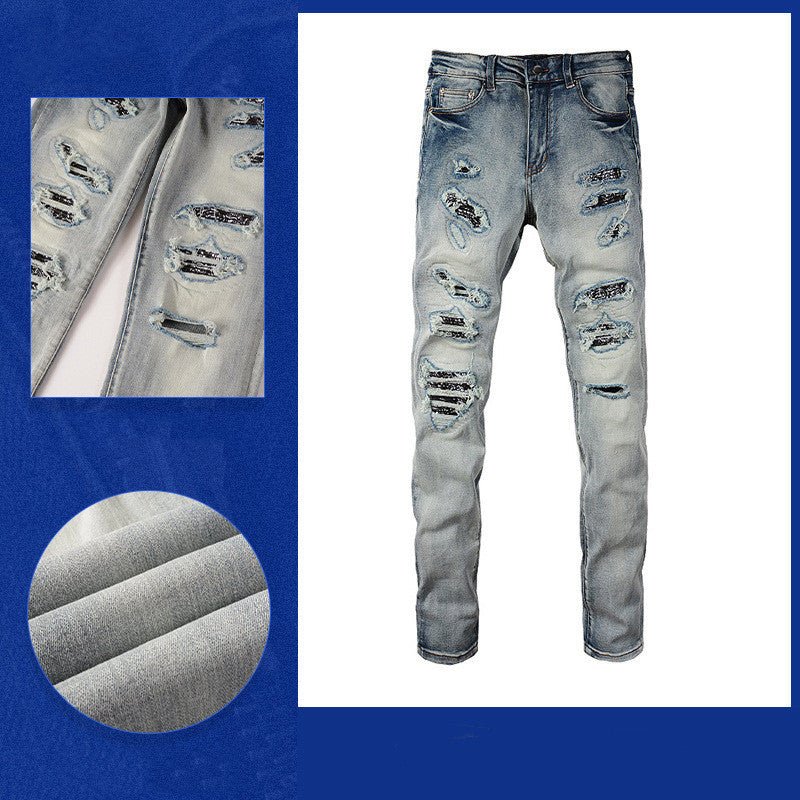 Men's Hole Slim Denim Pants - PratSN