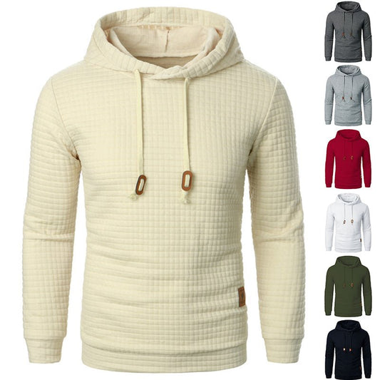 Men's Jacquard Hooded Sweater Long - sleeved Hoodie Warm Solid Sports Top - PratSN