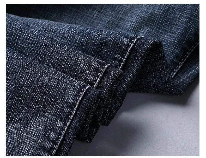 Men's Jeans Casual Straight Stretch Fashion Classic Blue Black Work Denim Trousers - PratSN
