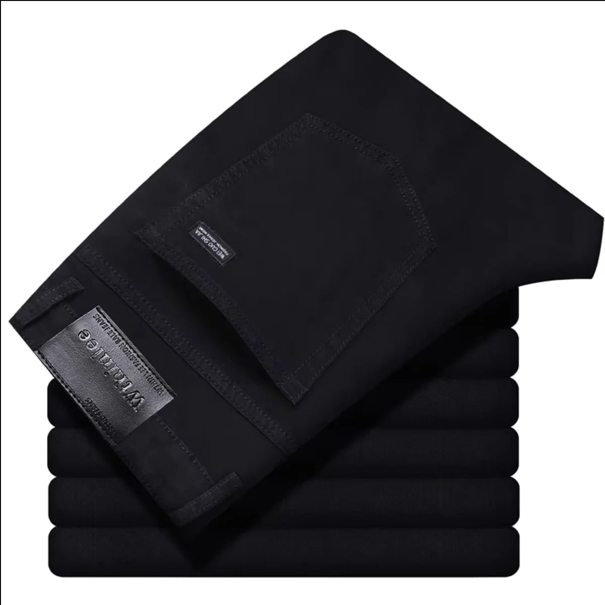 Men's Jeans Casual Straight Stretch Fashion Classic Blue Black Work Denim Trousers - PratSN