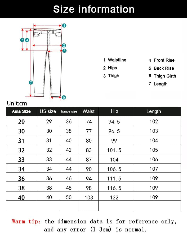 Men's Jeans Casual Straight Stretch Fashion Classic Blue Black Work Denim Trousers - PratSN