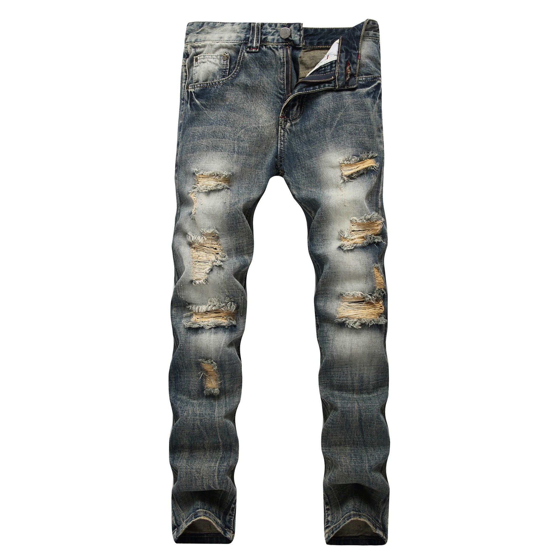 Men's Jeans Ripped Fashion Slim - fit Trendy Straight - PratSN