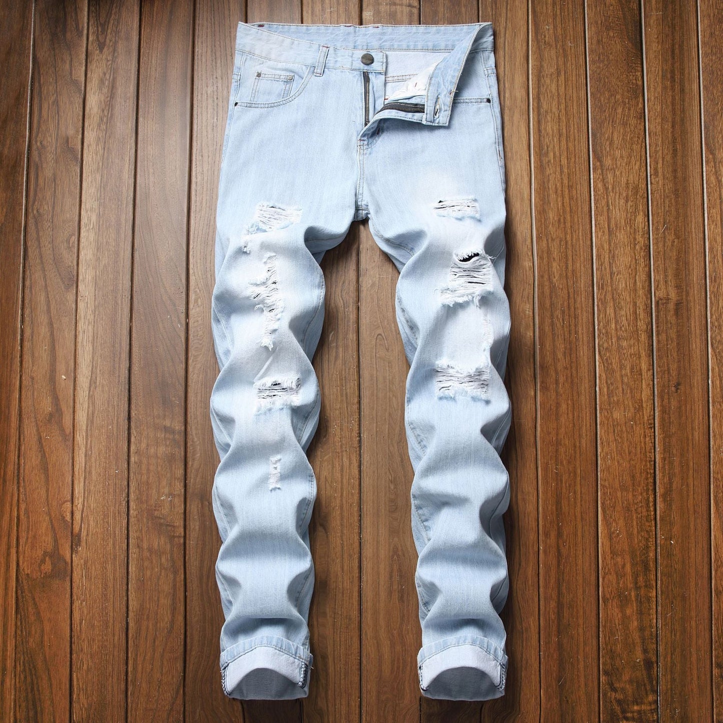 Men's Jeans Ripped Fashion Slim - fit Trendy Straight - PratSN
