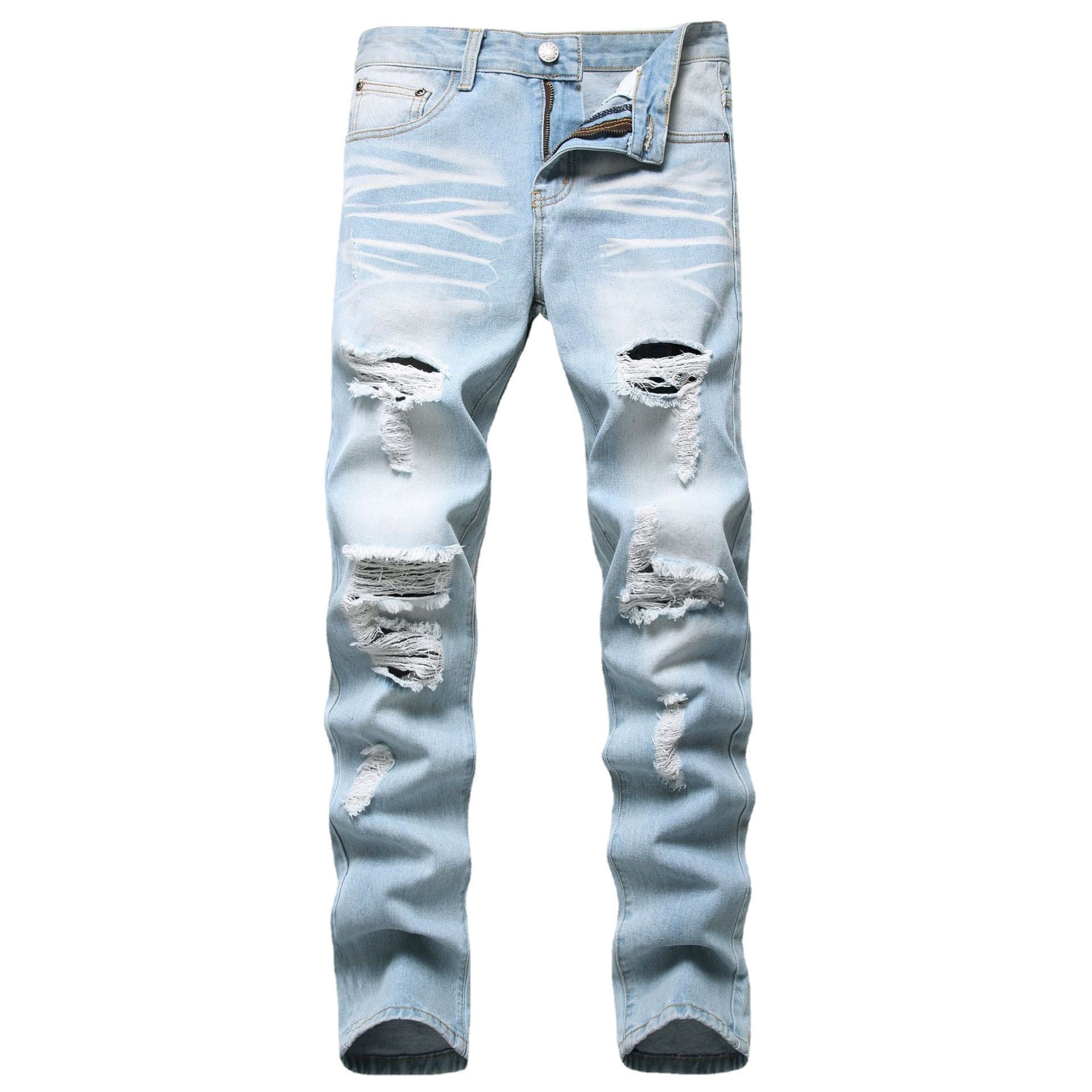 Men's Jeans Slim Fit Straight Ripped - PratSN