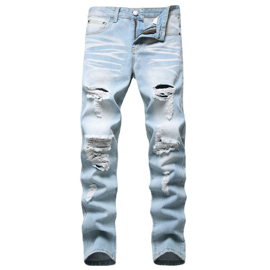 Men's Jeans Slim Fit Straight Ripped - PratSN