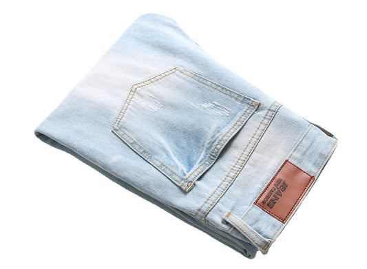 Men's Jeans Slim Fit Straight Ripped - PratSN
