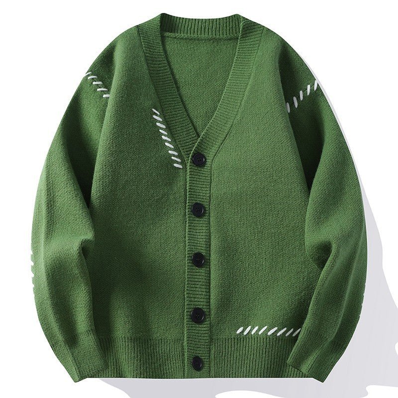 Men's Knitted Cardigan Coat Autumn And Winter V - neck Cotton Knitwear - PratSN