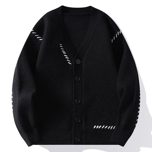 Men's Knitted Cardigan Coat Autumn And Winter V - neck Cotton Knitwear - PratSN