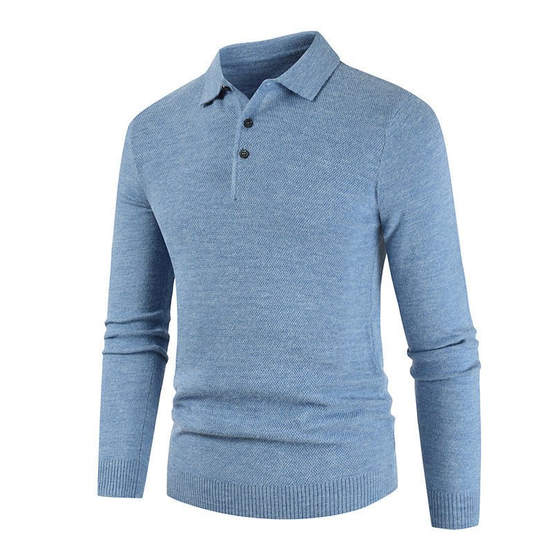 Men's Knitted Solid POLO Collar Undercoat Simple - PratSN