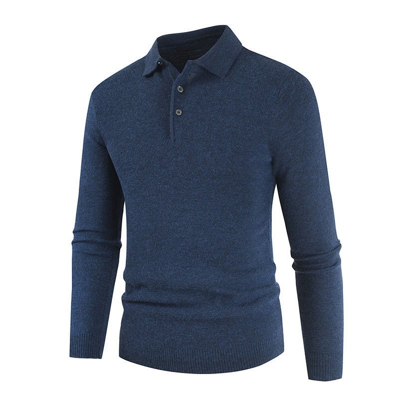 Men's Knitted Solid POLO Collar Undercoat Simple - PratSN