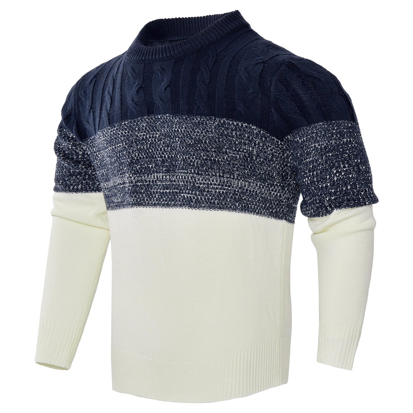 Men's Knitted Sweater Fashion Long - sleeved Pullover Tops Fall And Winter Clothing - PratSN
