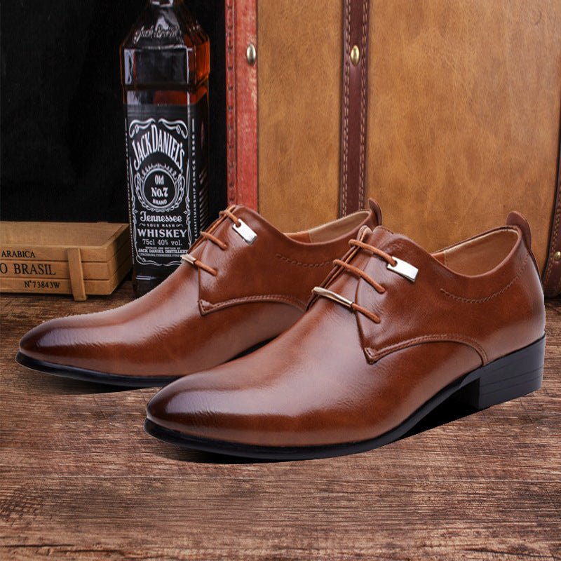Men's Leather Shoes England Retro Pointed Toe - PratSN