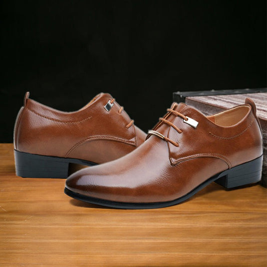 Men's Leather Shoes England Retro Pointed Toe - PratSN