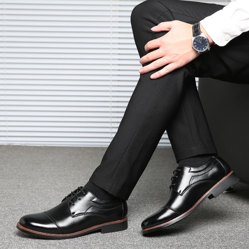 Men's Leather Shoes Plus Size Business Casual Laces - PratSN