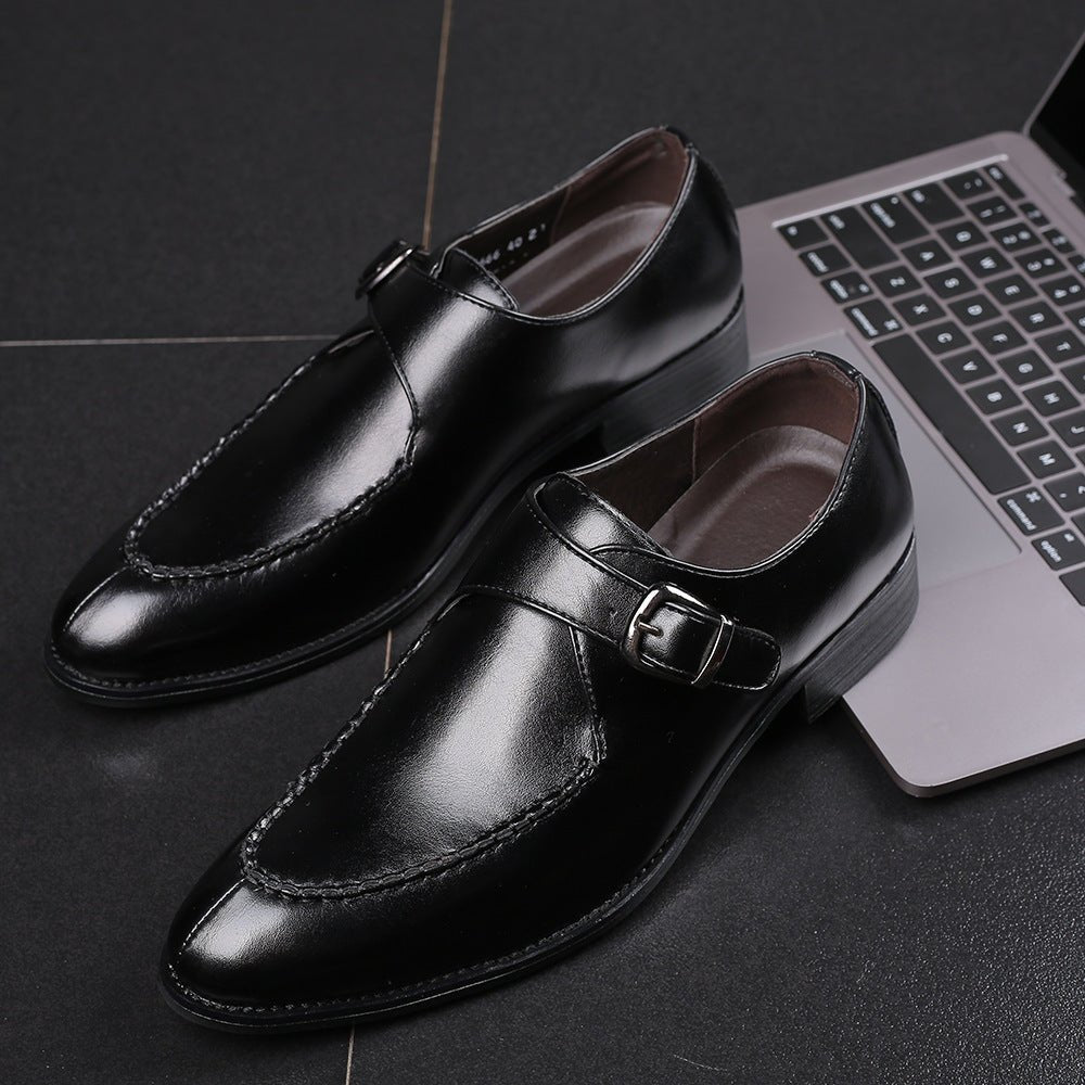 Men's leather toe cap British formal shoes - PratSN