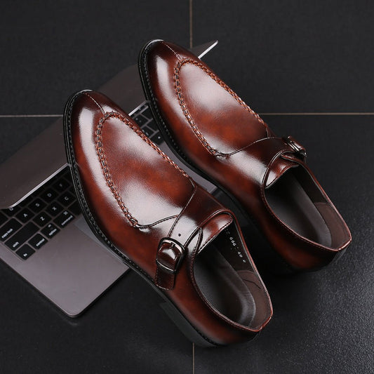 Men's leather toe cap British formal shoes - PratSN