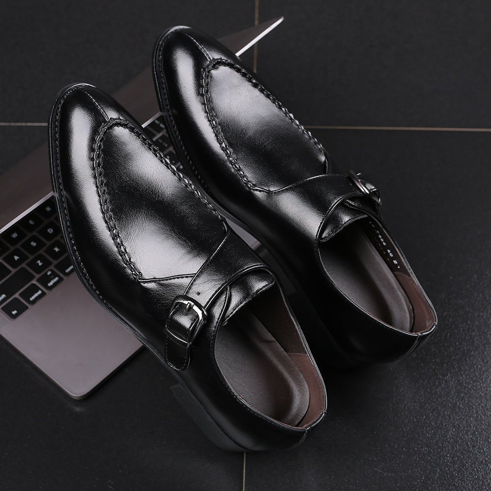 Men's leather toe cap British formal shoes - PratSN