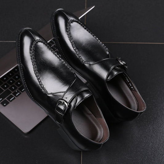 Men's leather toe cap British formal shoes - PratSN