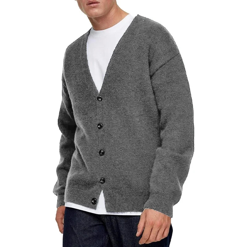 Men's Lightweight Cardigan Sweater Single - Breasted V - Neck Knitted Cardigans Casual Mens Long Sleeve Solid Outwear - PratSN