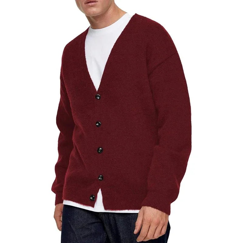 Men's Lightweight Cardigan Sweater Single - Breasted V - Neck Knitted Cardigans Casual Mens Long Sleeve Solid Outwear - PratSN