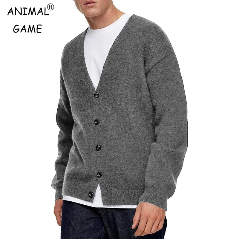 Men's Lightweight Cardigan Sweater Single - Breasted V - Neck Knitted Cardigans Casual Mens Long Sleeve Solid Outwear - PratSN