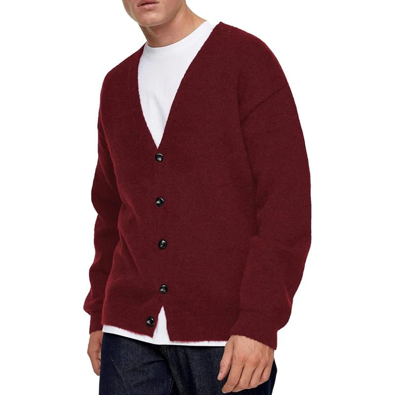 Men's Lightweight Cardigan Sweater Single - Breasted V - Neck Knitted Cardigans Casual Mens Long Sleeve Solid Outwear - PratSN
