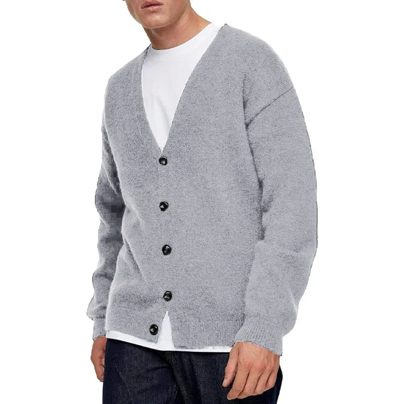 Men's Lightweight Cardigan Sweater Single - Breasted V - Neck Knitted Cardigans Casual Mens Long Sleeve Solid Outwear - PratSN