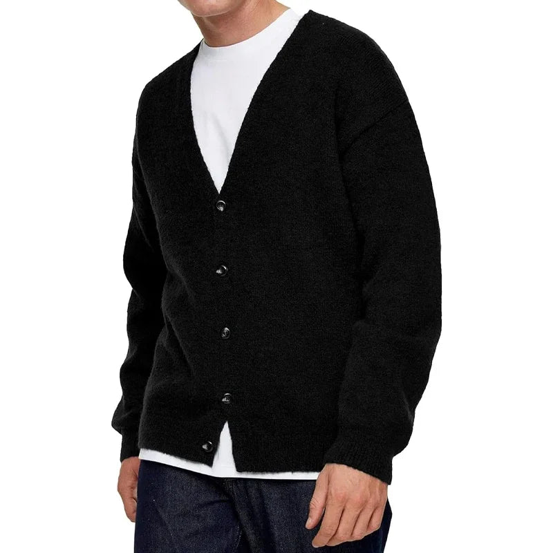 Men's Lightweight Cardigan Sweater Single - Breasted V - Neck Knitted Cardigans Casual Mens Long Sleeve Solid Outwear - PratSN