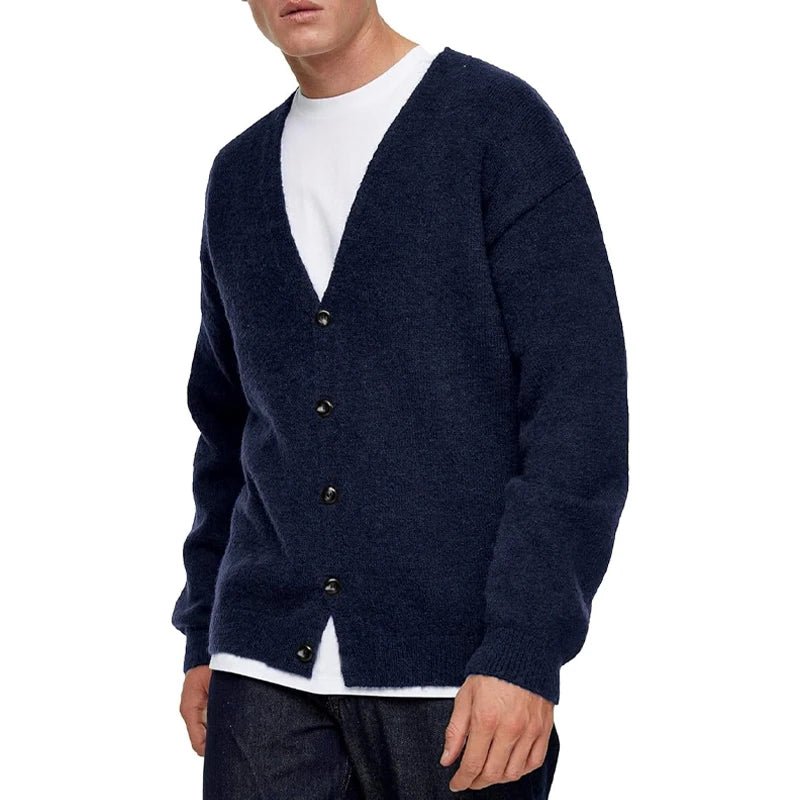 Men's Lightweight Cardigan Sweater Single - Breasted V - Neck Knitted Cardigans Casual Mens Long Sleeve Solid Outwear - PratSN