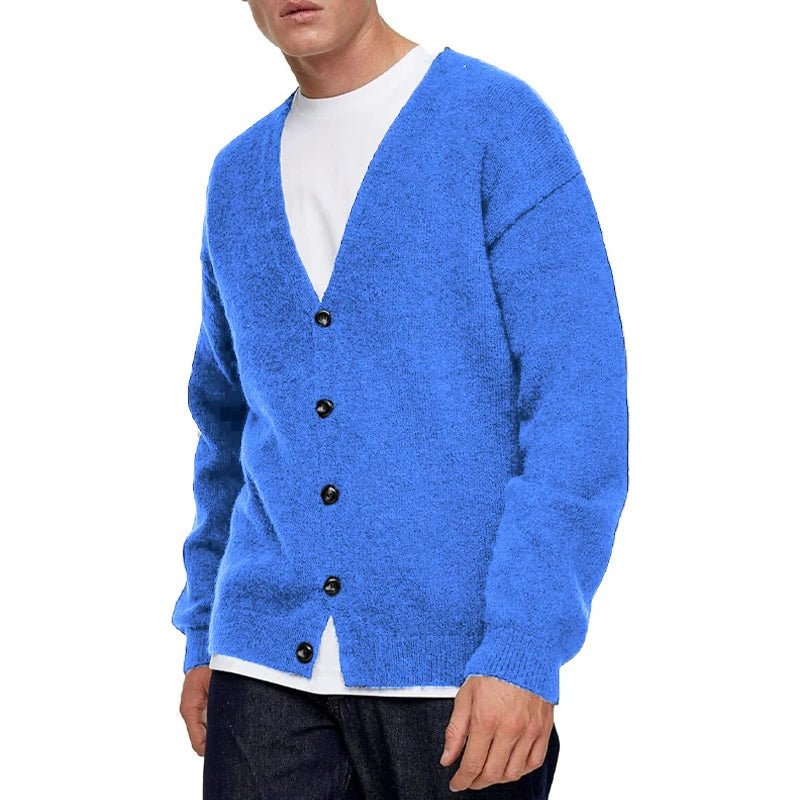 Men's Lightweight Cardigan Sweater Single - Breasted V - Neck Knitted Cardigans Casual Mens Long Sleeve Solid Outwear - PratSN