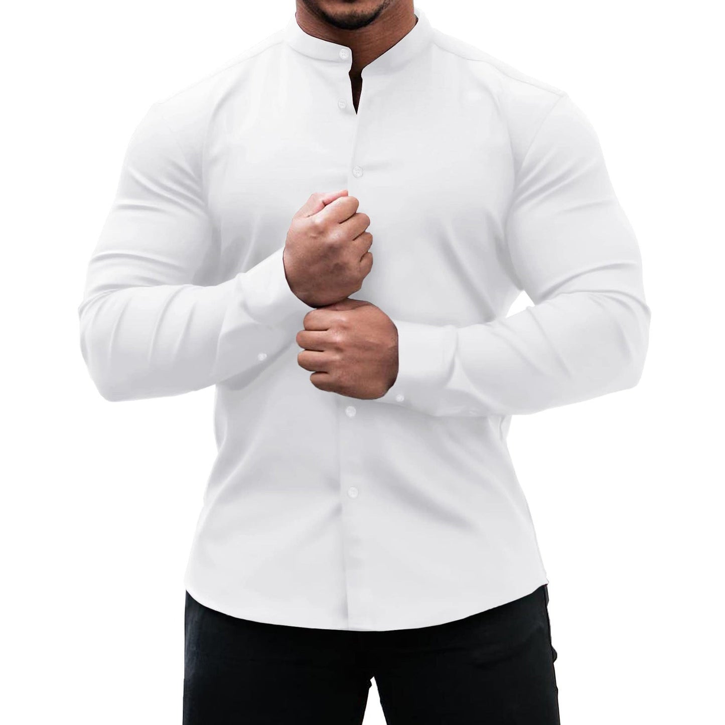 Men's Long Sleeve Casual Shirt Button Down Slim Tops - PratSN