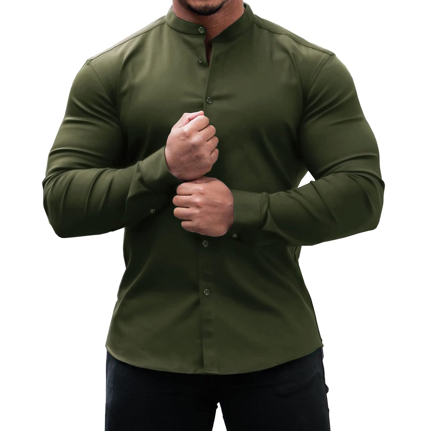 Men's Long Sleeve Casual Shirt Button Down Slim Tops - PratSN